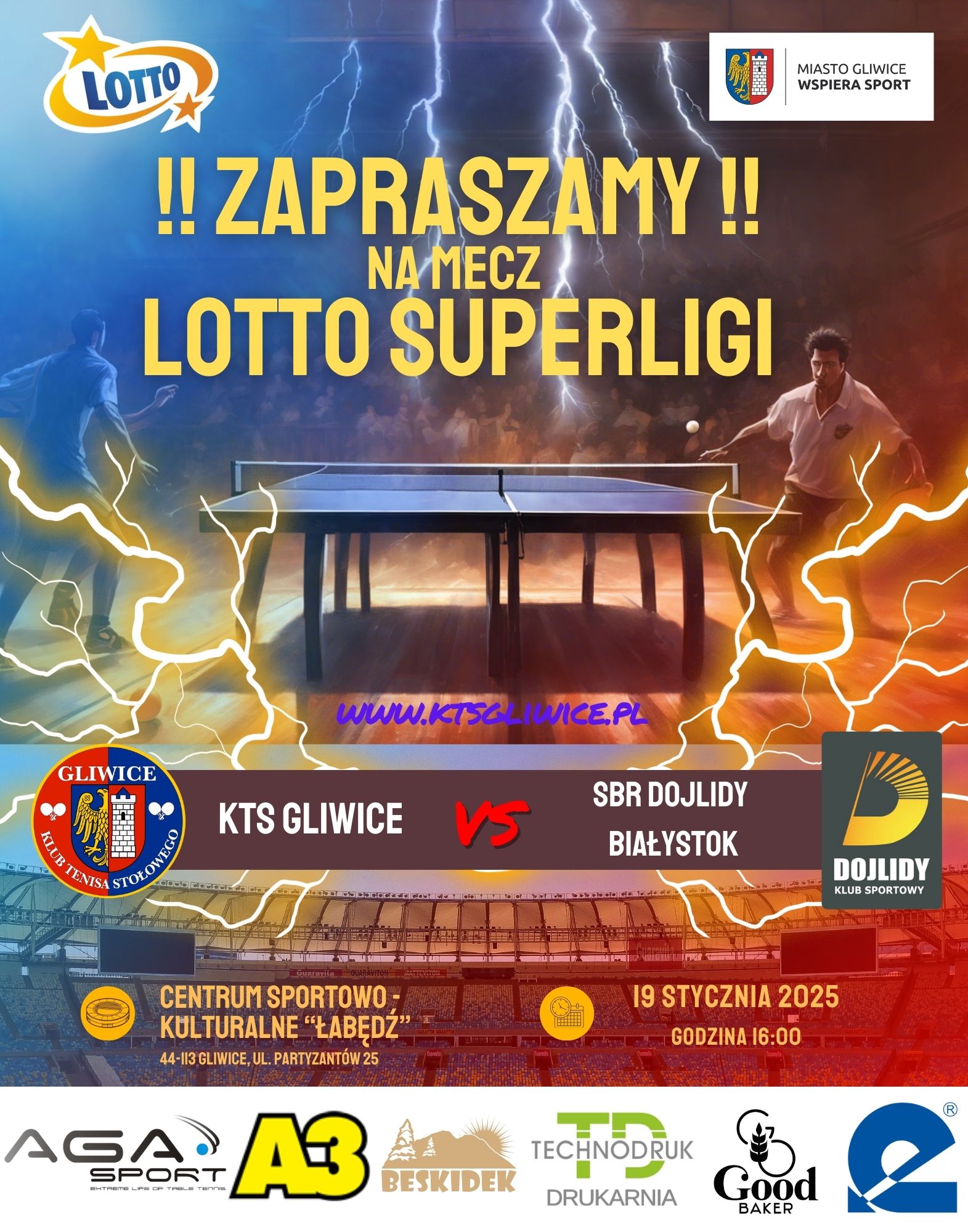 Mat. graf. organizatora Plakat promujący mecz 19 stycznia