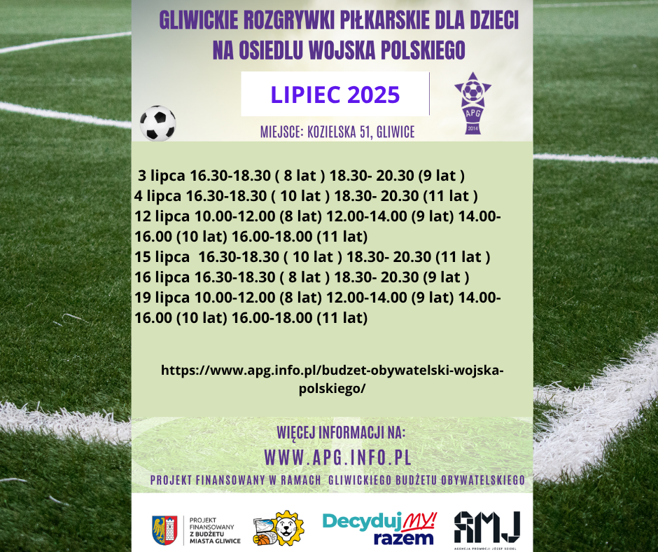 Gliwickie Rozgrywki Piłkarskie dla dzieci od 8 do 11 lat w dzielnicy Wojska Polskiego