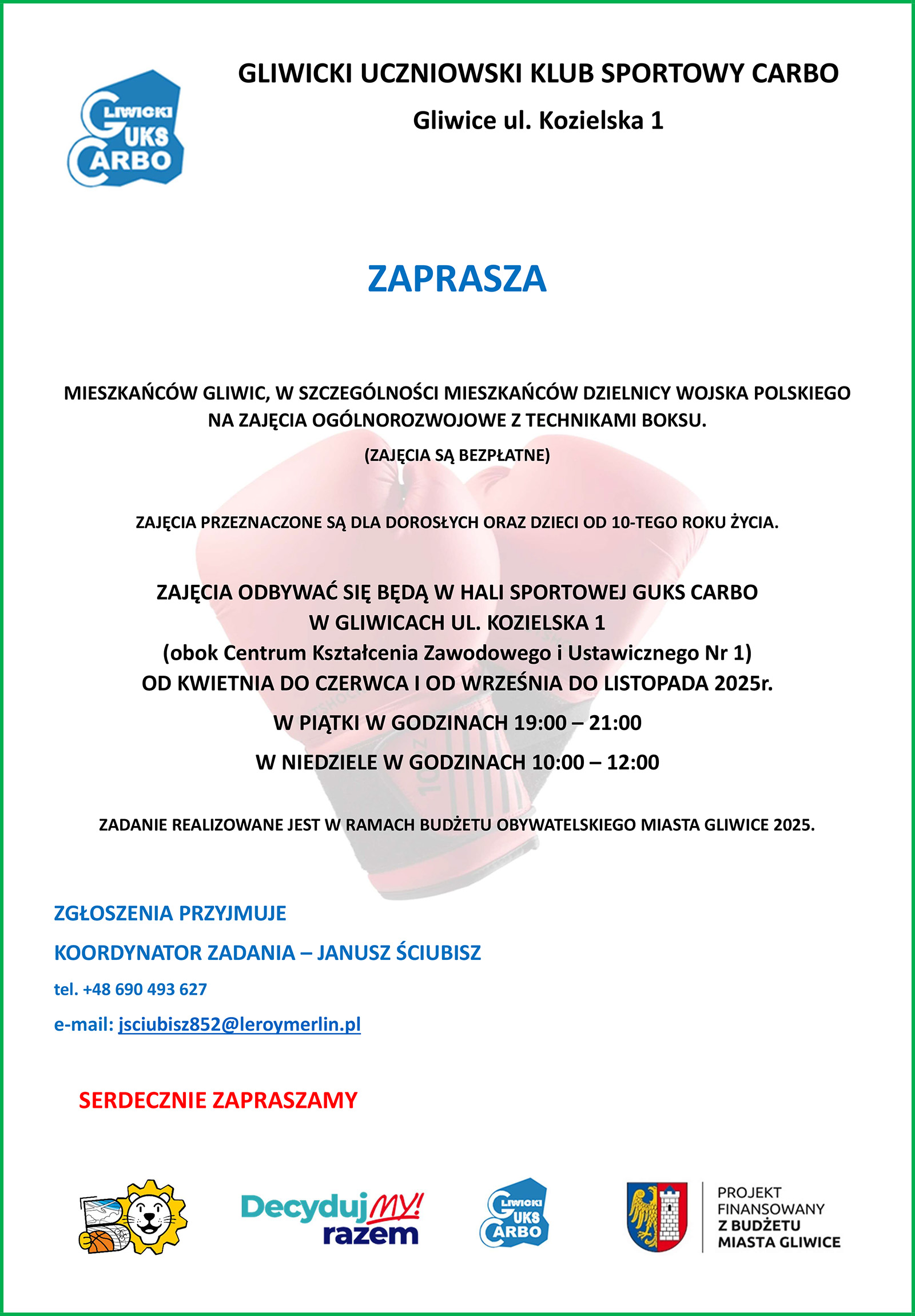Zajęcia ogólnorozwojowe z elementami boksu na terenie dzielnicy Wojska Polskiego