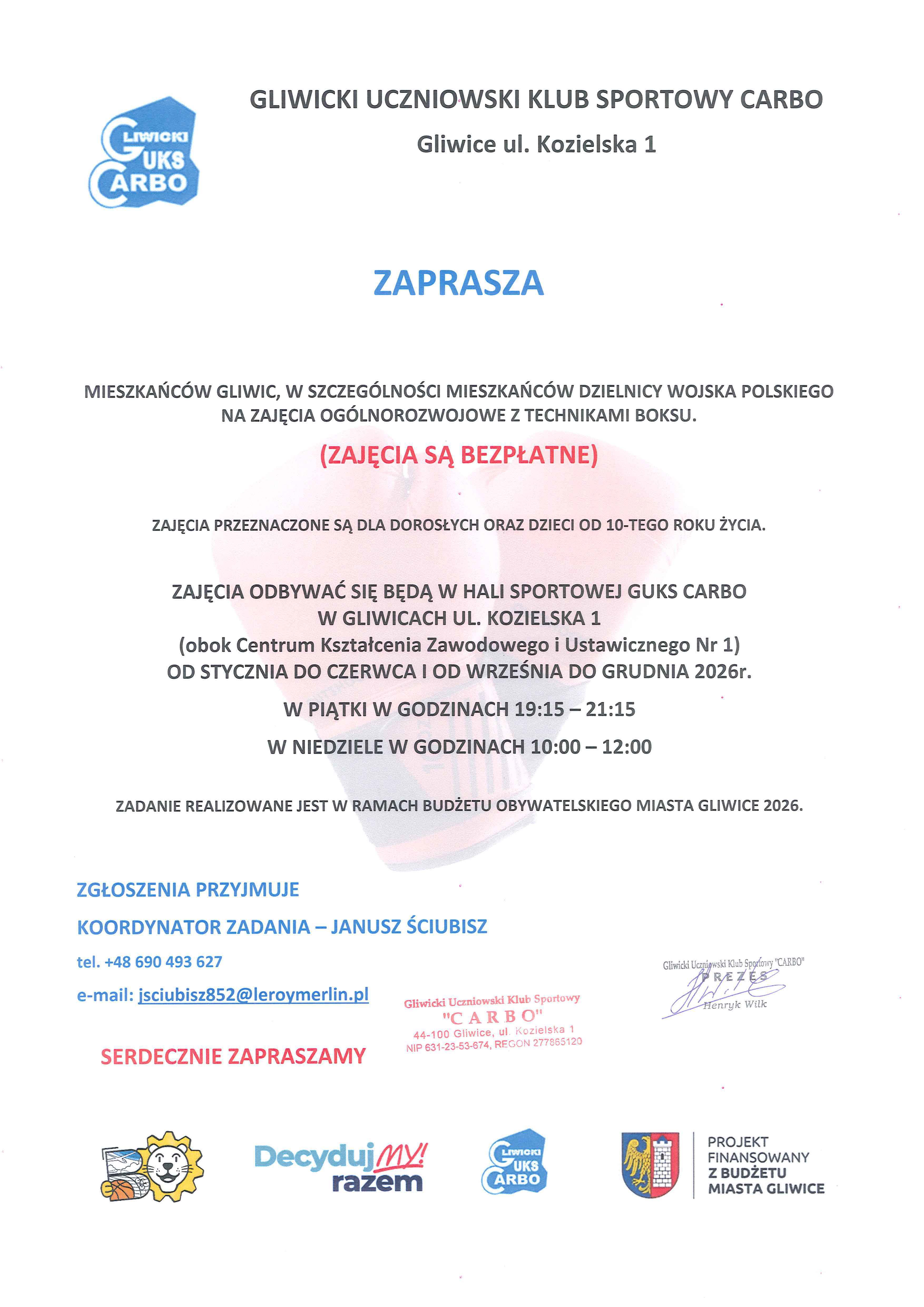 Zajęcia ogólnorozwojowe z elementami boksu na terenie dzielnicy Wojska Polskiego