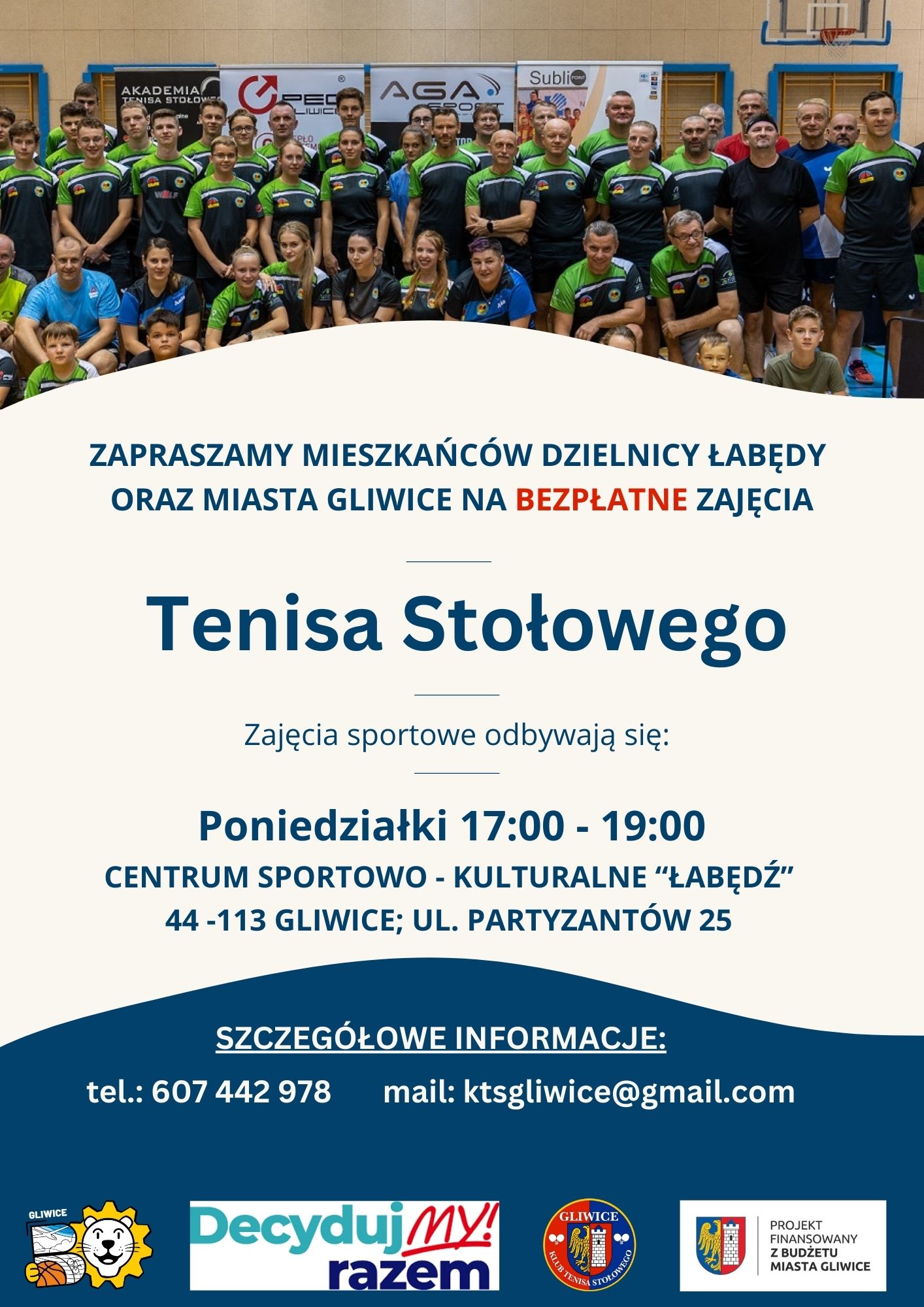 Zajęcia z tenisa stołowego w dzielnicy Łabędy