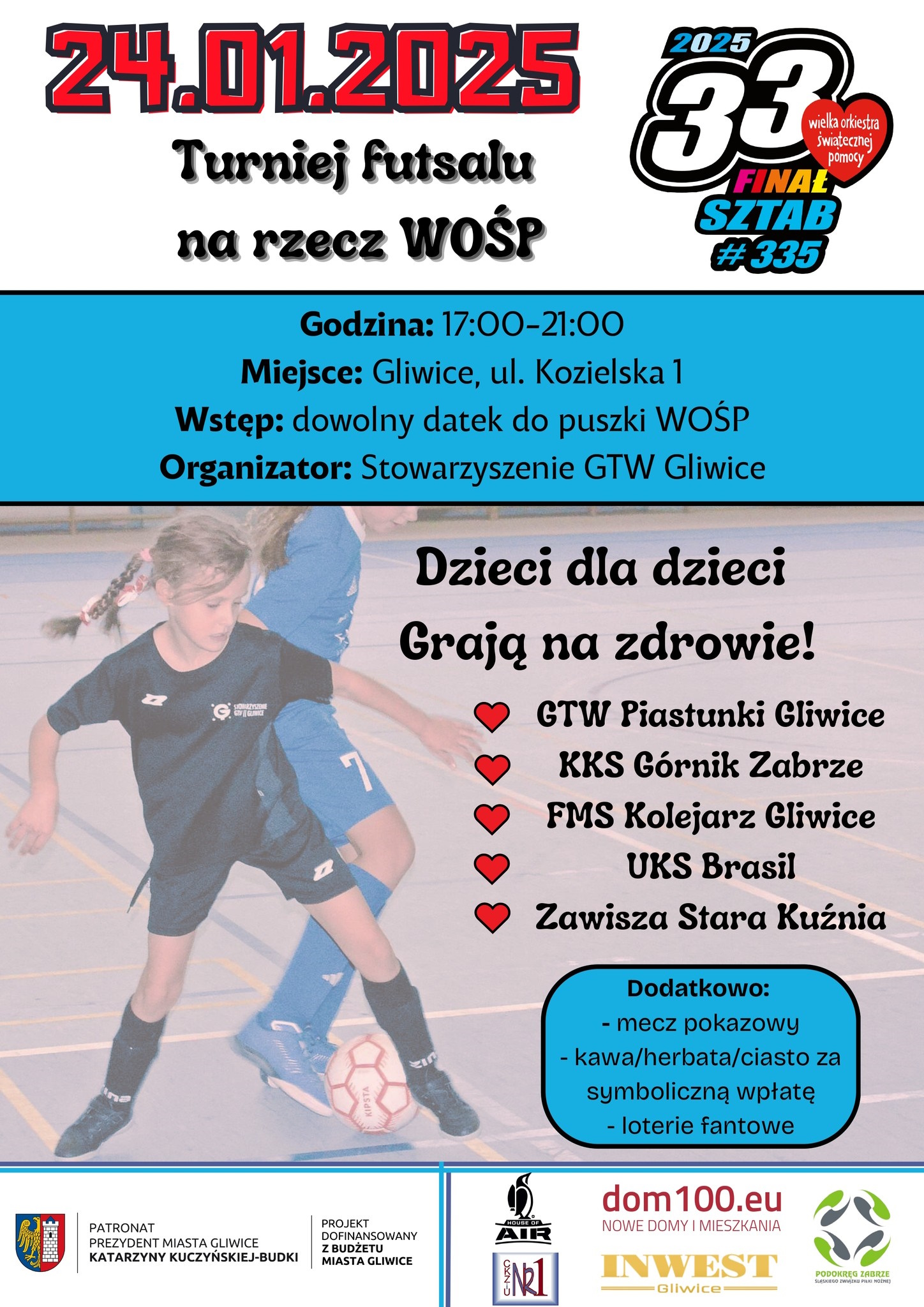 Fot. materiały organizatora Plakat z informacjami i zdjęciem dziewczyni grającej w piłkę nożną