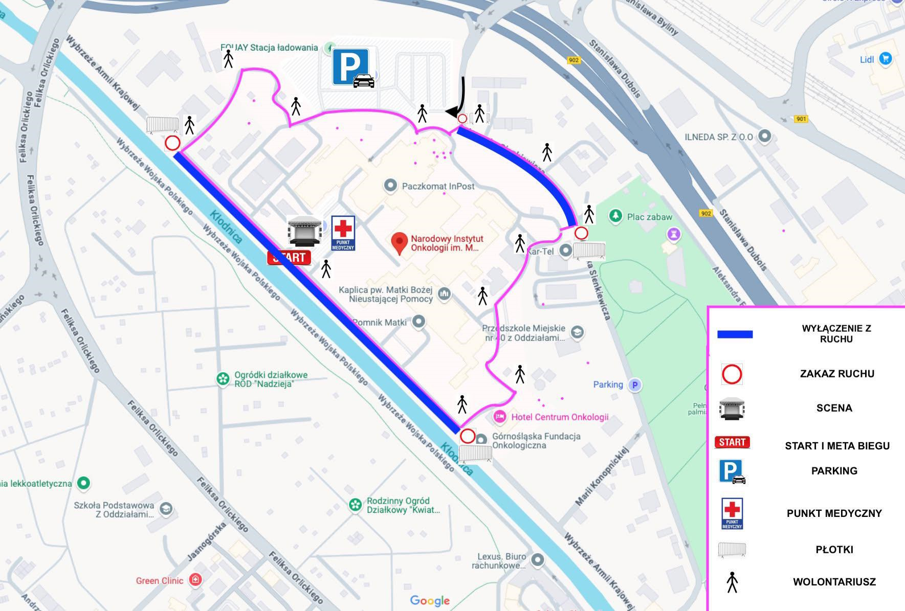 Mapka z trasą biegu