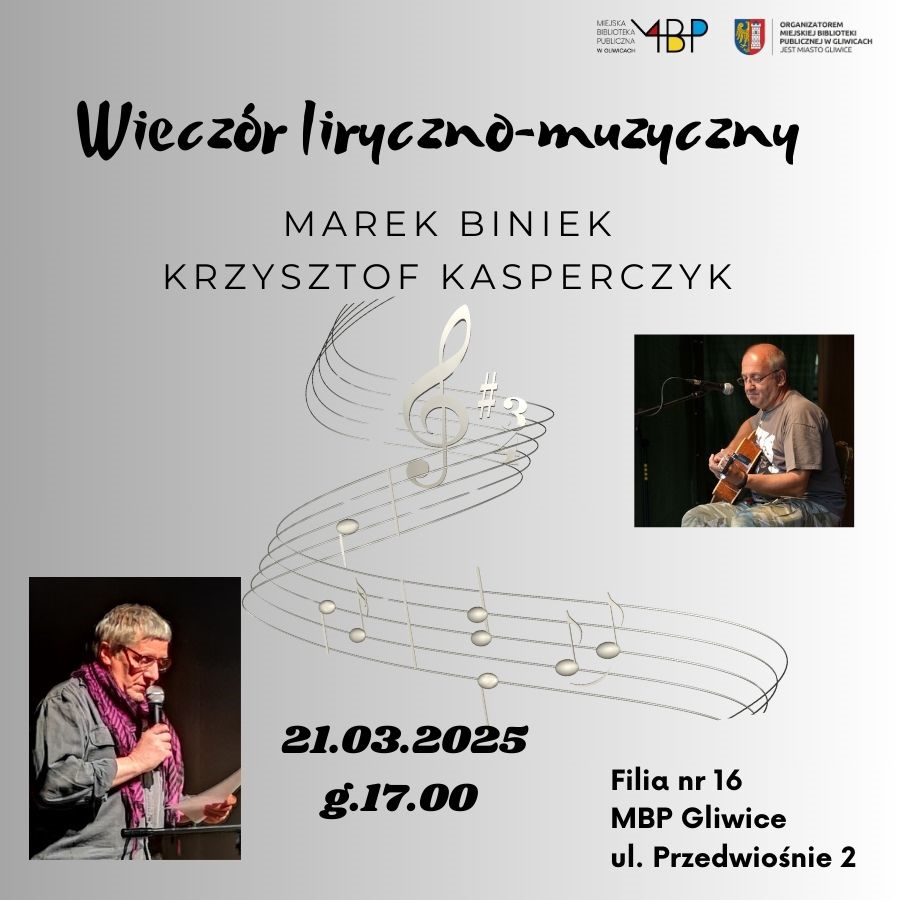 Szara grafika z napisami i dwoma zdjęciami, na jednym Marek Biniek, na drugim Krzysztof Kasperczyk