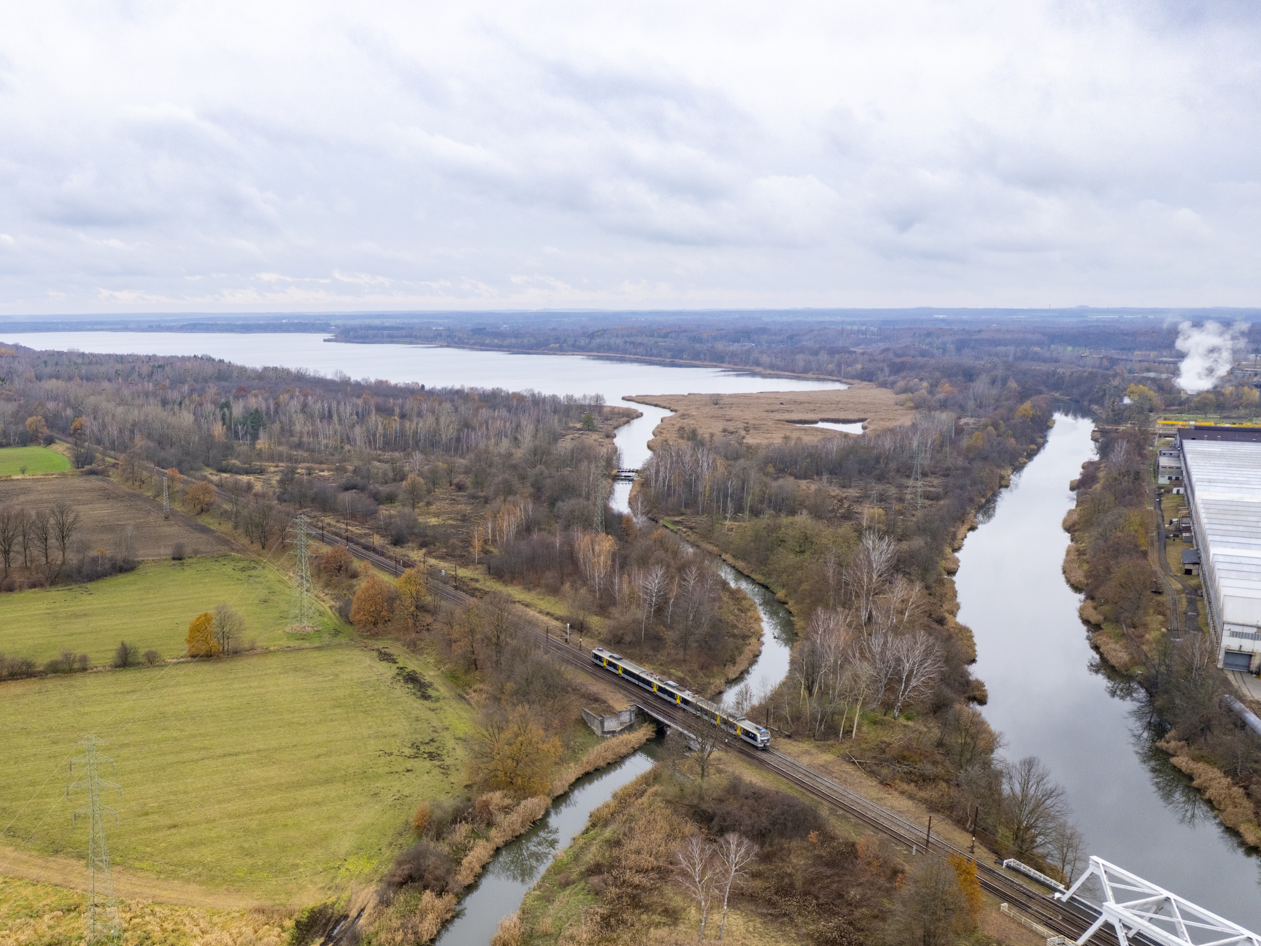 Widok z góry na Ujście Kłodnicy