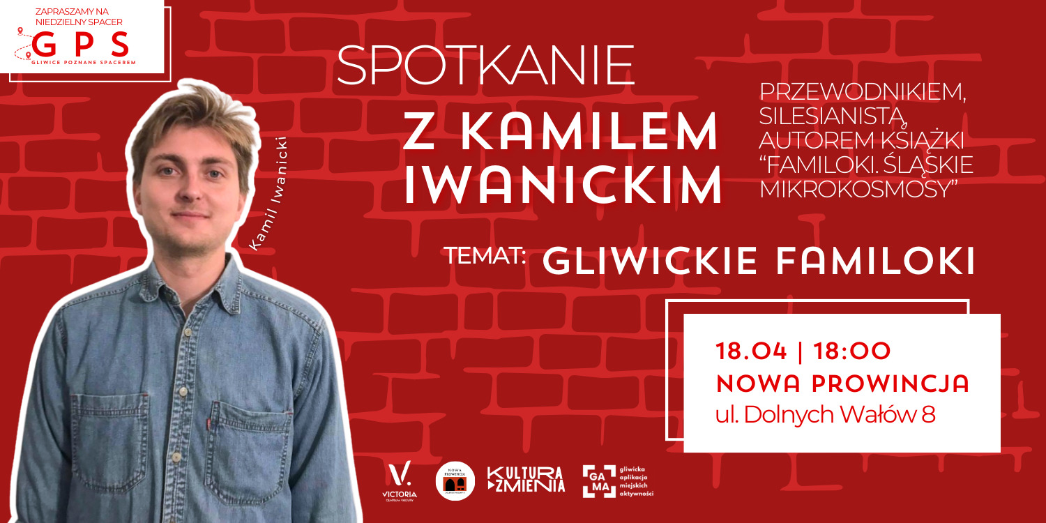 Baner informujący o spotkaniu - napisy i zdjęcie Kamila Iwanickiego