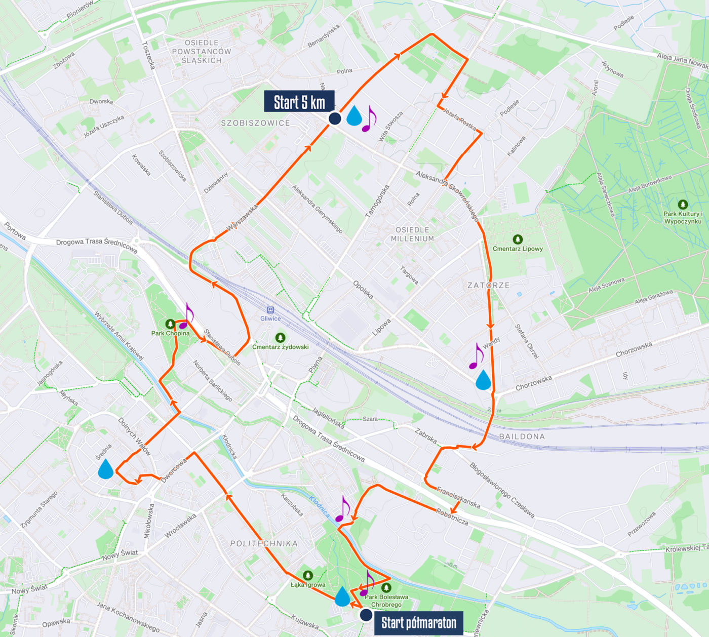 Mapka z trasą biegów