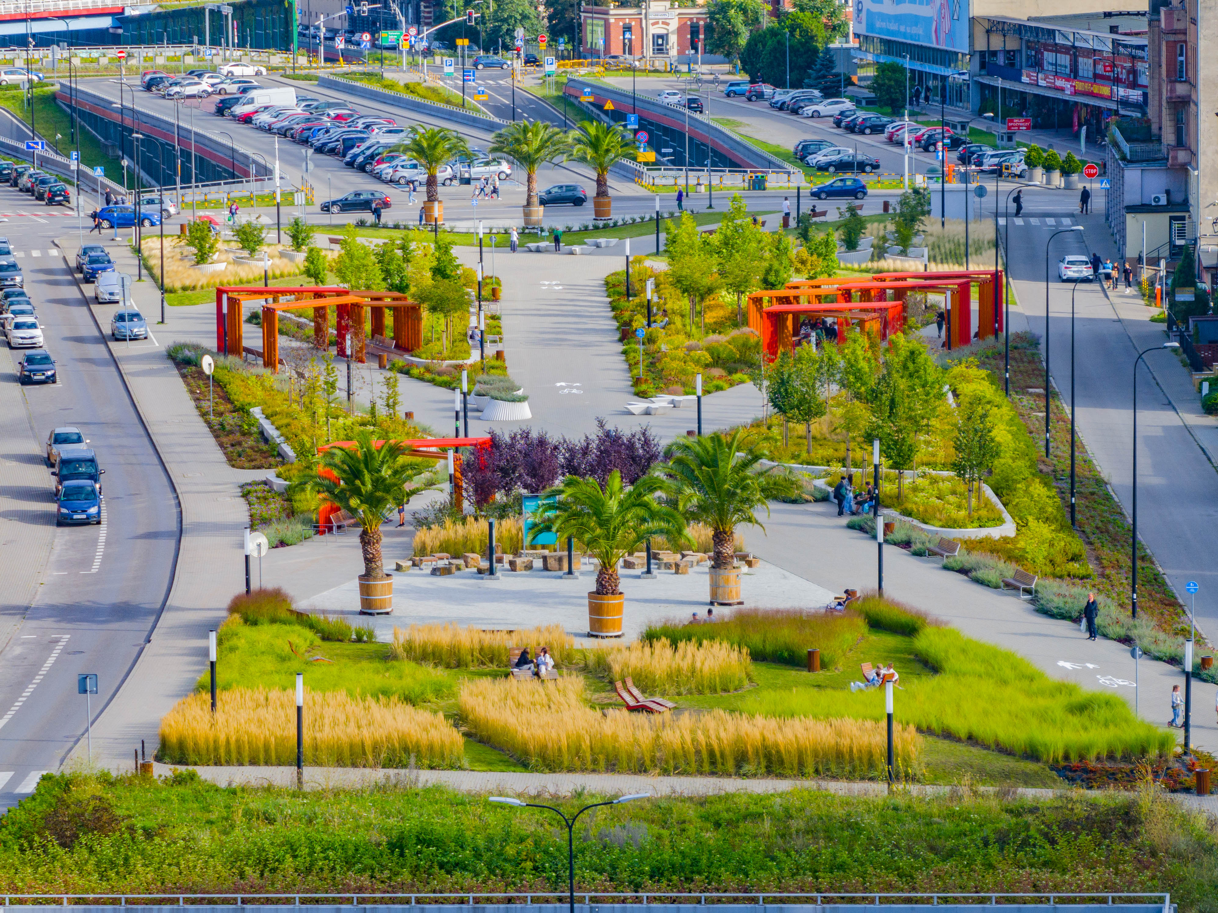 Nowe Centrum Gliwic – skwer Europejski (fot. R. Neumann From the Sky / UM w Gliwicach) Nowe Centrum Gliwic