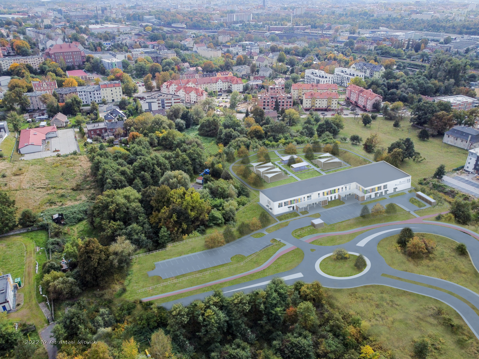 fot. A. Witwicki / mat. ZBM II TBS wizualizacja żłobko-przedszkola z lotu ptaka