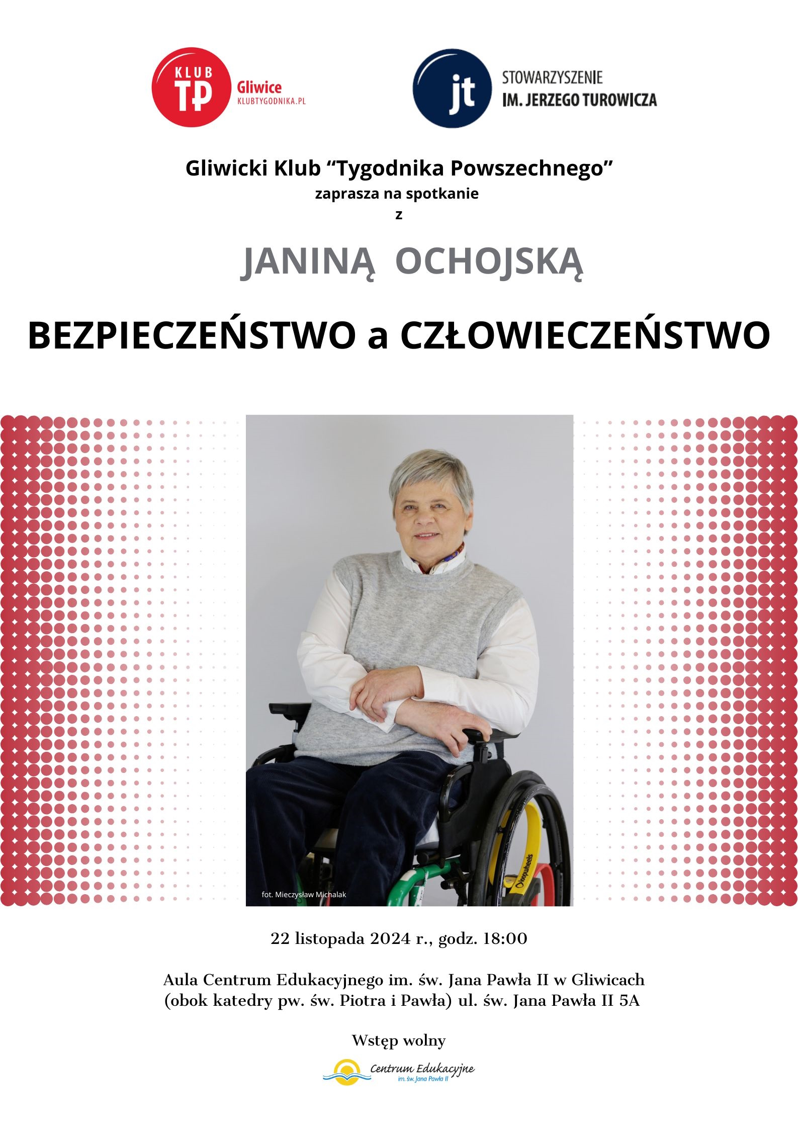 Fot. materiały organizatora Plakat ze zdjęciem Janiny Ochojskiej