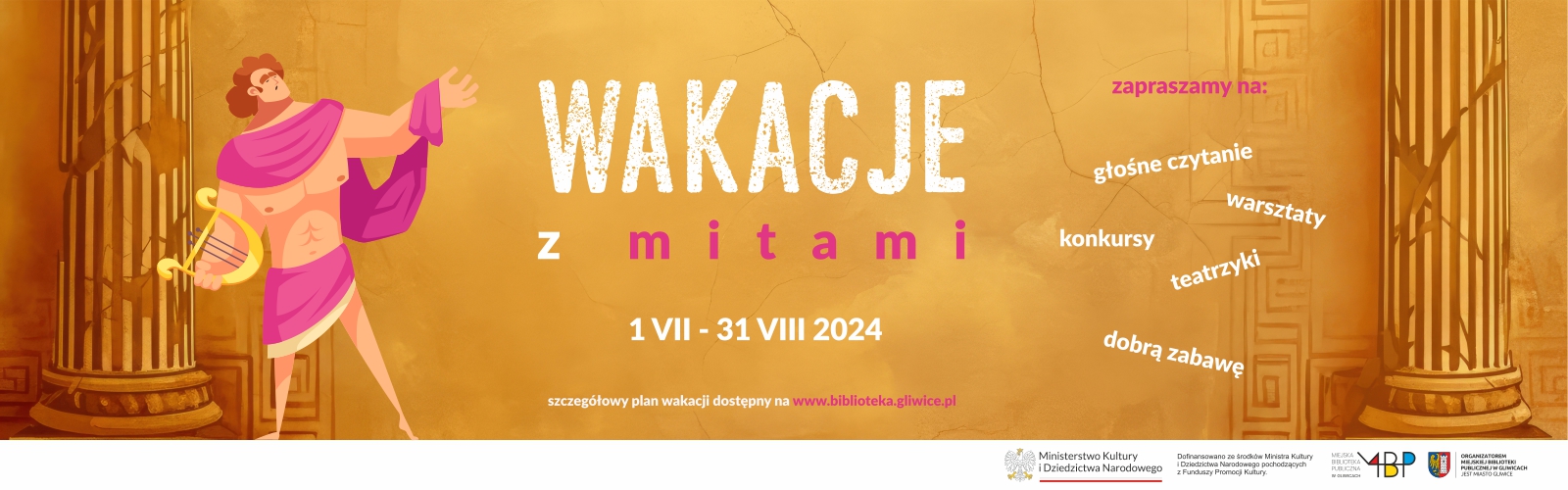 Graf. materiały organizatora Baner promujący "Wakacje z mitami"