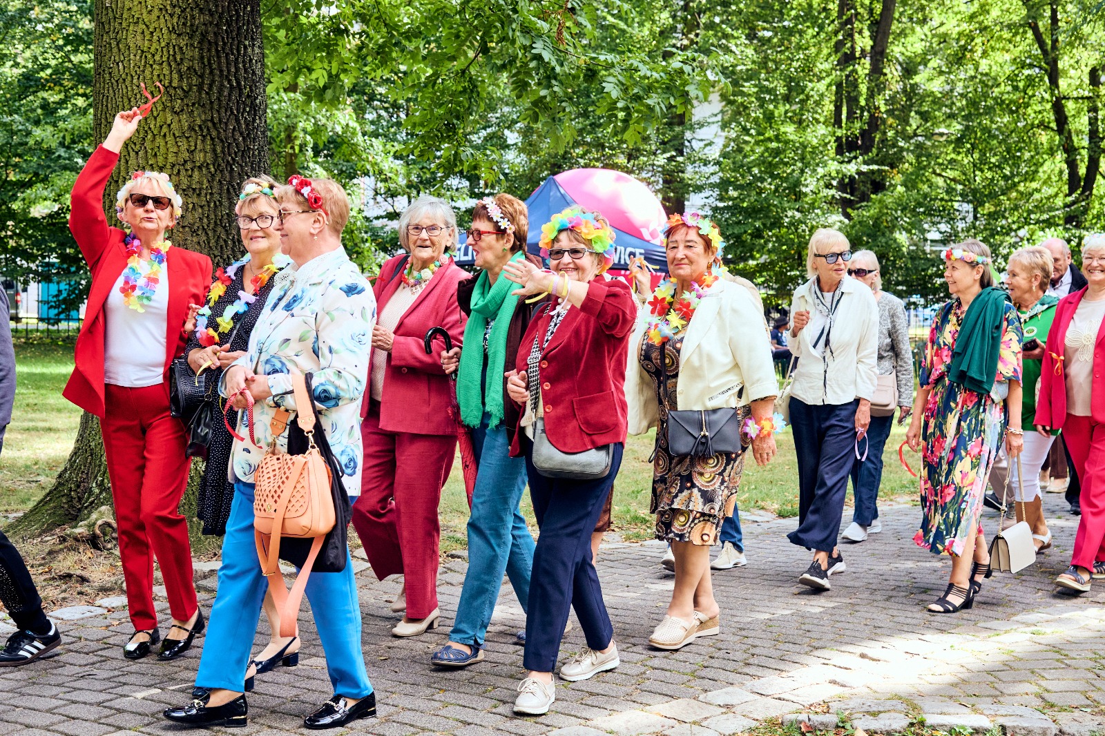Korowód seniorów w parku