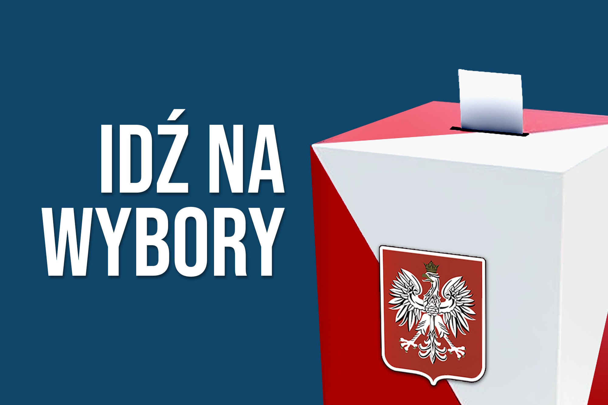 Grafika z rysunkiem urny i napisem idź na wybory