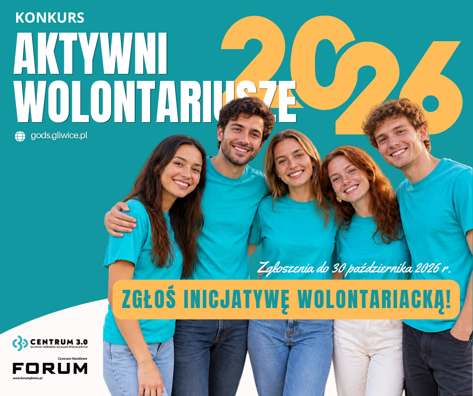 Pokażcie jak wiele dobrego robią Gliwice – zgłoście się do konkursu „Aktywni Wolontariusze 2026”