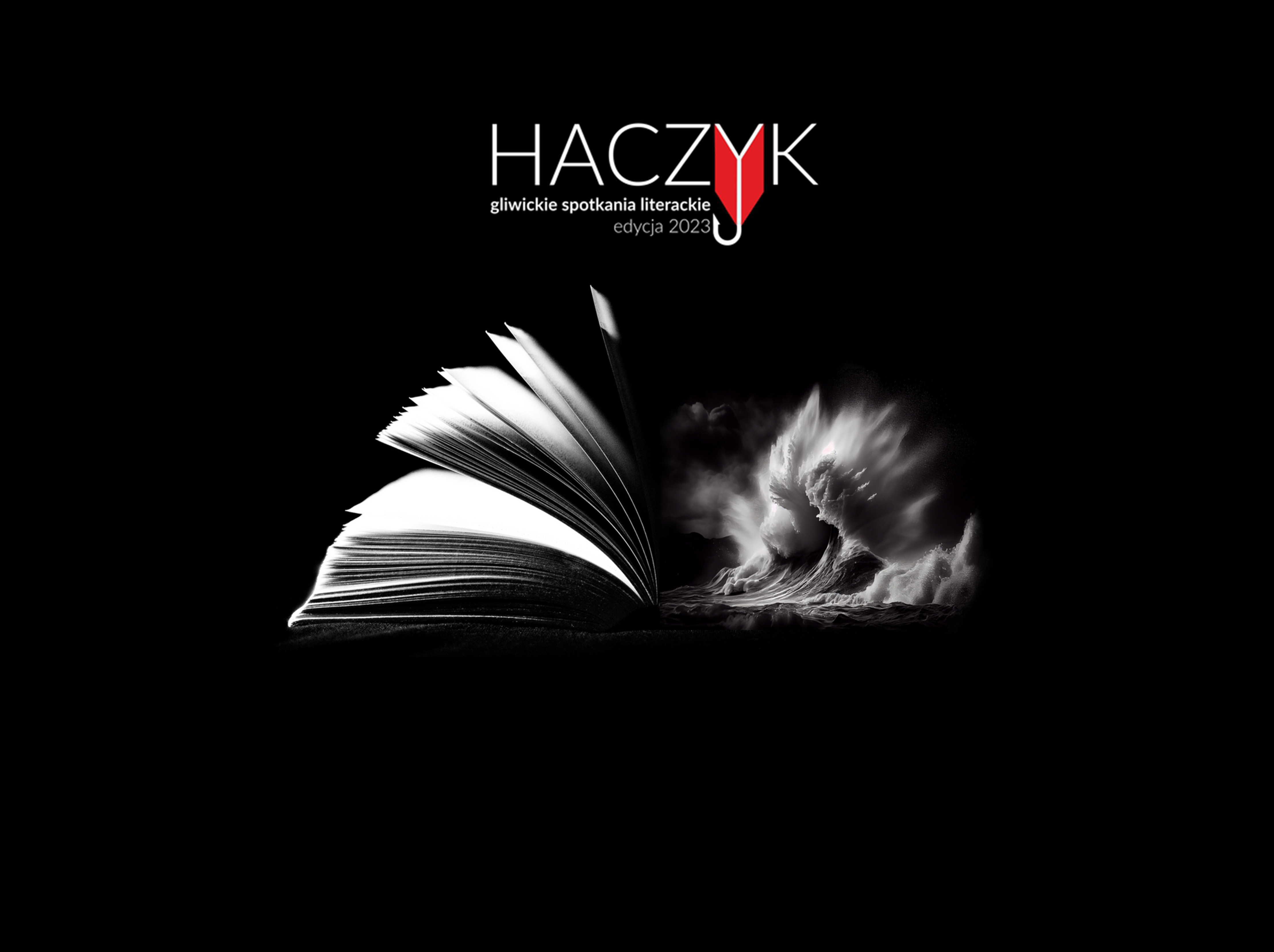 Grafika promująca "Haczyk - gliwickie spotkania literackie"