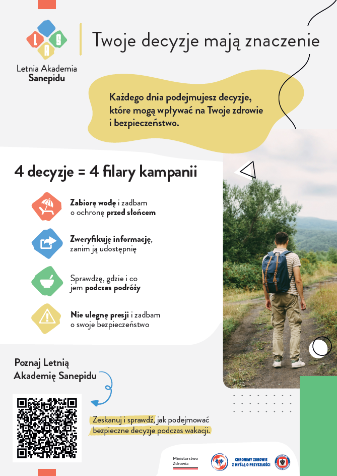 Państwowa Inspekcja Sanitarna rozpoczęła kampanię edukacyjną „LAS – Letnia Akademia Sanepidu. Twoje decyzje mają znaczenie”. 